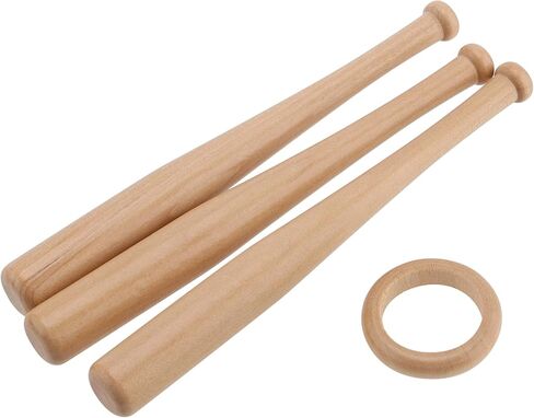 FUNSUEI 4 قطع حامل عرض حامل بيسبول خشبي، مضرب بيسبول خشبي صغير، حامل كرة مضرب بيسبول صغير مع حلقة، حامل طاولة كرة لينة خشبية لحفلات الكرة الرياضية تفضلها بنفسك in Kuwait