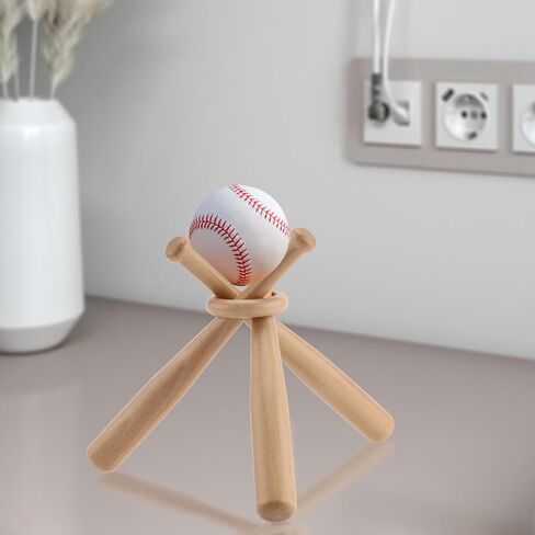 FUNSUEI 4 قطع حامل عرض حامل بيسبول خشبي، مضرب بيسبول خشبي صغير، حامل كرة مضرب بيسبول صغير مع حلقة، حامل طاولة كرة لينة خشبية لحفلات الكرة الرياضية تفضلها بنفسك in Kuwait