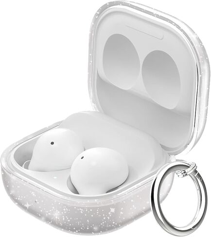حافظة لهاتف Samsung Galaxy Buds 3 وGalaxy Buds 3 Pro، حافظة شفافة مقاومة للصدمات لسماعات سامسونج اللاسلكية، حافظة TPU ناعمة لكامل الجسم مع سلسلة مفاتيح، ملحقات سماعة الرأس - شفافة in Saudi Arabia