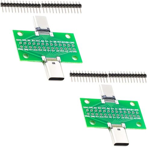 2 pcs USB3.1 Type-c PCB Board Type-C Male to Female Test Board 24P 2.54mm Connector Double-Sided Socket with pinheader for Data line Wire Cable Transfer in Saudi Arabia
