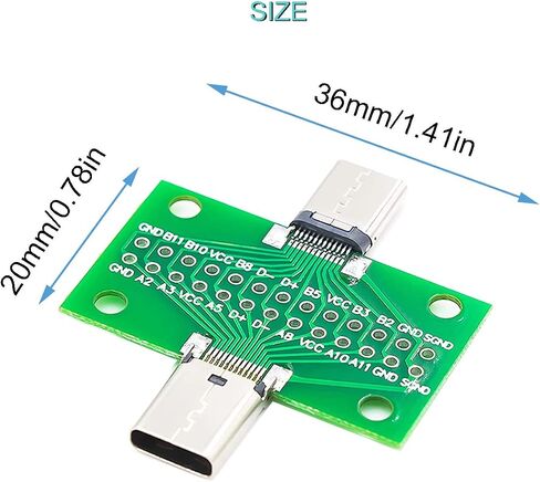 2 pcs USB3.1 Type-c PCB Board Type-C Male to Female Test Board 24P 2.54mm Connector Double-Sided Socket with pinheader for Data line Wire Cable Transfer in Saudi Arabia