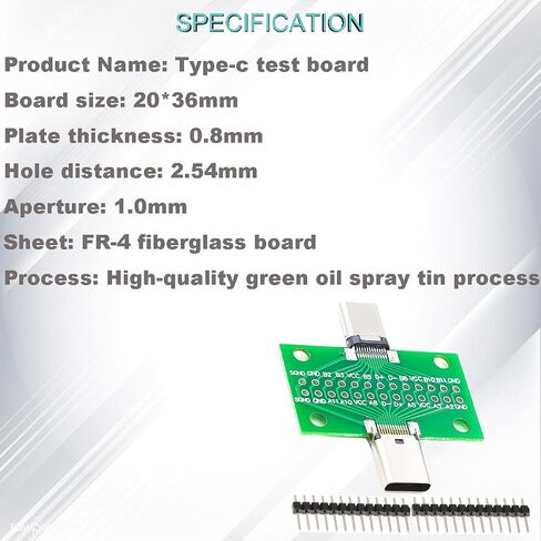 2 pcs USB3.1 Type-c PCB Board Type-C Male to Female Test Board 24P 2.54mm Connector Double-Sided Socket with pinheader for Data line Wire Cable Transfer in Saudi Arabia