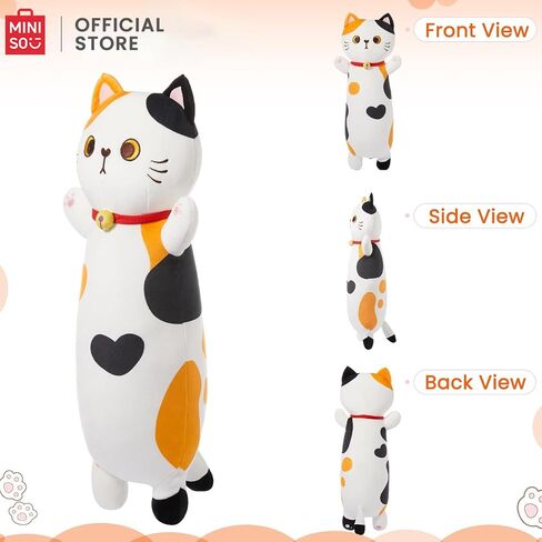 MINISO Long Cat Plush Pillow Kitten Body Pillow Stuffed Animals Soft Throw Sleeping Pillow Kawaii Cuddle Cartoon Stuffed Plush Toy for Kids Boys Girls, 28" in Kuwait