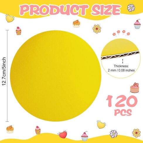 120 Pcs 5 Inch Round Cake Board Gold Cardboard Cake Plate Circle Cake Base Grease Proof Pastry Board for Cake Baking in Saudi Arabia