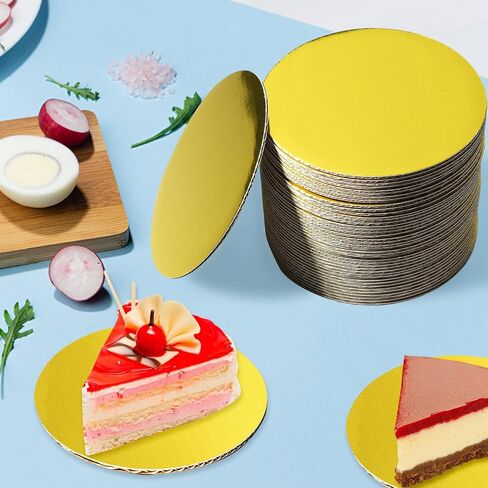 120 Pcs 5 Inch Round Cake Board Gold Cardboard Cake Plate Circle Cake Base Grease Proof Pastry Board for Cake Baking in Saudi Arabia
