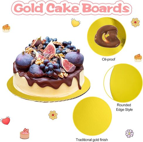 120 Pcs 5 Inch Round Cake Board Gold Cardboard Cake Plate Circle Cake Base Grease Proof Pastry Board for Cake Baking in Saudi Arabia