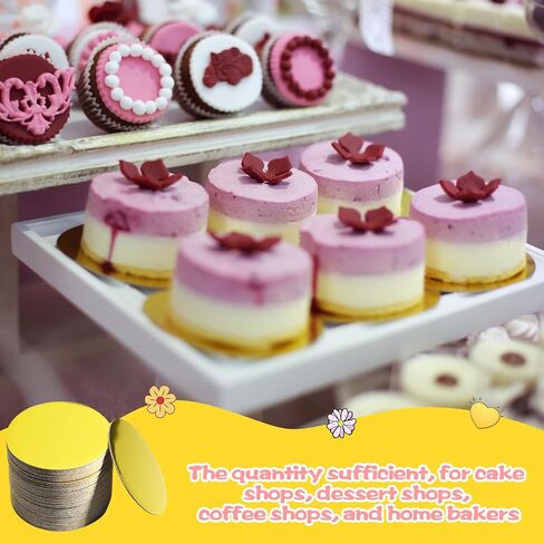 120 Pcs 5 Inch Round Cake Board Gold Cardboard Cake Plate Circle Cake Base Grease Proof Pastry Board for Cake Baking in Saudi Arabia