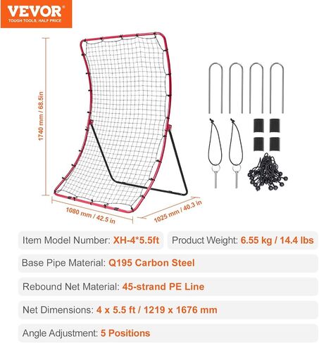 VEVOR Baseball and Softball Rebounder Net, PitchBack Baseball Pitching Nest, 3-Way Baseball, Softball Pitchback Net, Fielding Trainer, Bounce Back Net for Fielding/Throwing Practice in Saudi Arabia