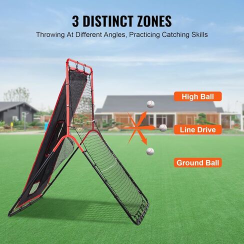 VEVOR Baseball and Softball Rebounder Net, PitchBack Baseball Pitching Nest, 3-Way Baseball, Softball Pitchback Net, Fielding Trainer, Bounce Back Net for Fielding/Throwing Practice in Saudi Arabia
