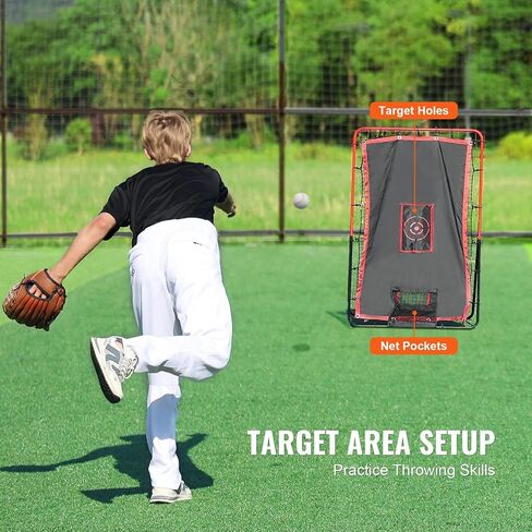 VEVOR Baseball and Softball Rebounder Net, PitchBack Baseball Pitching Nest, 3-Way Baseball, Softball Pitchback Net, Fielding Trainer, Bounce Back Net for Fielding/Throwing Practice in Saudi Arabia