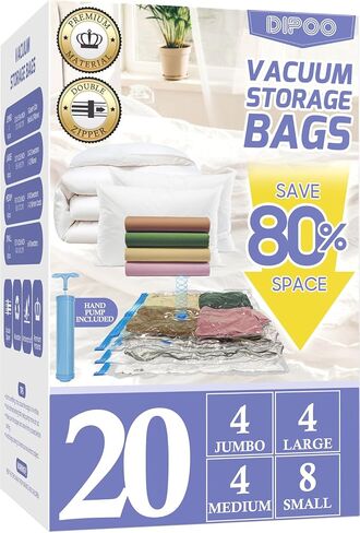10 Pack Jumbo Vacuum Storage Bags with Hand Pump, 80% Storage Space Saving, Sturdy Leak-Free Space Saver Vacuum Seal Bags for Clothing, Vacuum Compression Bags for Travel Lugggage Blankets Comforters in Kuwait
