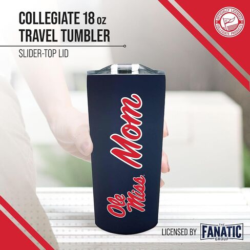 Campus Colors NCAA Stainless Steel Travel Tumbler for Mom - 18 oz - Double Walled Insulated Drinkware (Ole Miss Rebels - Navy, 18oz) in Saudi Arabia