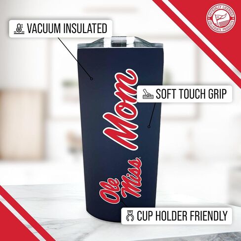 Campus Colors NCAA Stainless Steel Travel Tumbler for Mom - 18 oz - Double Walled Insulated Drinkware (Ole Miss Rebels - Navy, 18oz) in Saudi Arabia