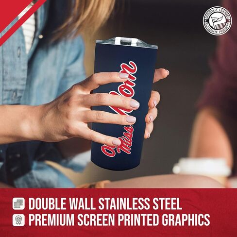 Campus Colors NCAA Stainless Steel Travel Tumbler for Mom - 18 oz - Double Walled Insulated Drinkware (Ole Miss Rebels - Navy, 18oz) in Saudi Arabia