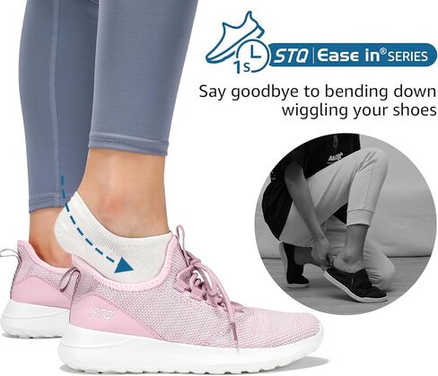 حذاء STQ سهل الارتداء بدون استخدام اليدين للنساء حذاء رياضي للمشي والحمل حذاء للحمل باللون الأبيض والأرجواني 9 in Kuwait