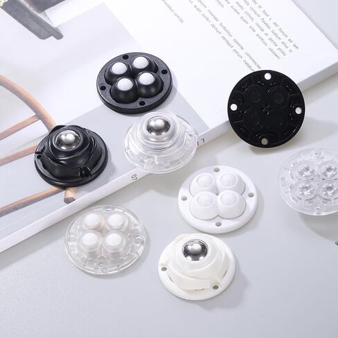 uxcell 16 Pcs Self Adhesive Caster Wheels, 360 Degree Rotation Mini Caster Swivel Rollers Universal Sticky Swivel Wheels for Furniture Storage Box Trash Can (Black, 1 Steel Rolling Ball) in Saudi Arabia