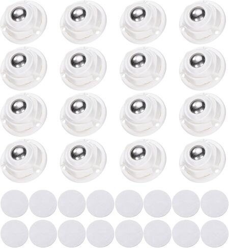 uxcell 16 Pcs Self Adhesive Caster Wheels, 360 Degree Rotation Mini Caster Swivel Rollers Universal Sticky Swivel Wheels for Furniture Storage Box Trash Can (Black, 1 Steel Rolling Ball) in Saudi Arabia