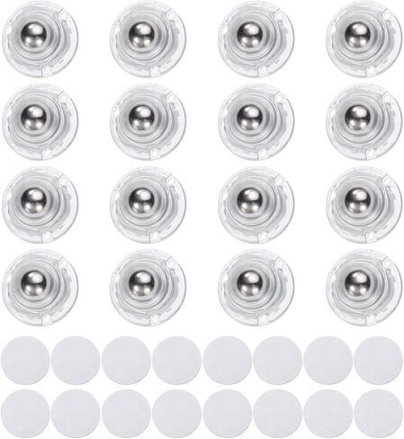 uxcell 16 Pcs Self Adhesive Caster Wheels, 360 Degree Rotation Mini Caster Swivel Rollers Universal Sticky Swivel Wheels for Furniture Storage Box Trash Can (Black, 1 Steel Rolling Ball) in Saudi Arabia