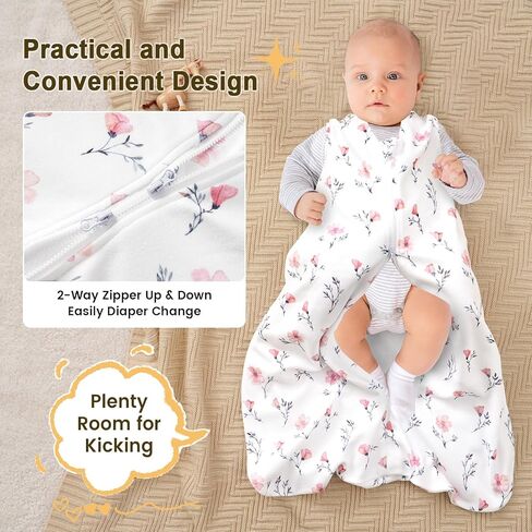 PHF 3 Pack Soft Micro-Fleece Baby Sleep Sack, 12-18 Months Warm Baby Wearable Blanket, 2-Way Zipper Sleeping Bags, Comfy Toddler Sleeping Sack for Baby Girls, Large Size, Snow White&Grey&Pink in Kuwait