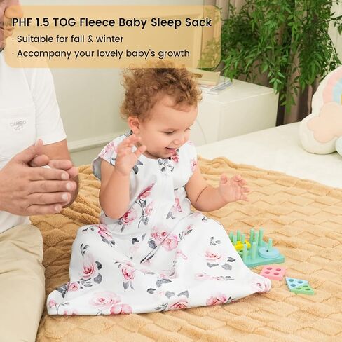 PHF 3 Pack Soft Micro-Fleece Baby Sleep Sack, 12-18 Months Warm Baby Wearable Blanket, 2-Way Zipper Sleeping Bags, Comfy Toddler Sleeping Sack for Baby Girls, Large Size, Snow White&Grey&Pink in Kuwait