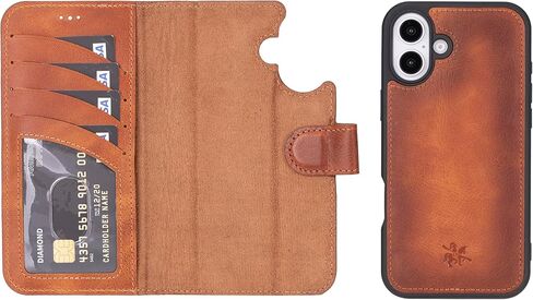 محفظة Venito لهاتف iPhone 15 Pro Max مع حامل بطاقات وحجب RFID، حافظة هاتف جلدية، غطاء هاتف قابل للفصل بإغلاق مغناطيسي 6.7 بوصة، بني عتيق in Kuwait