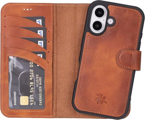 محفظة Venito لهاتف iPhone 15 Pro Max مع حامل بطاقات وحجب RFID، حافظة هاتف جلدية، غطاء هاتف قابل للفصل بإغلاق مغناطيسي 6.7 بوصة، بني عتيق in Kuwait