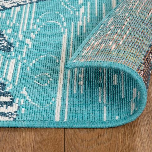 عداء داخلي وخارجي متفوق، ديكور أرضية استوائية ساحلية للفناء، بجانب حمام السباحة، المطبخ، غرفة المعيشة، غرفة النوم، دعامة من الجوت، نجم البحر، مجموعة كاليهيواي، 2' 7'' x 8'، أزرق-أخضر/كريمي in Kuwait