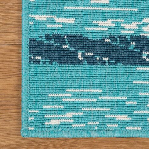 عداء داخلي وخارجي متفوق، ديكور أرضية استوائية ساحلية للفناء، بجانب حمام السباحة، المطبخ، غرفة المعيشة، غرفة النوم، دعامة من الجوت، نجم البحر، مجموعة كاليهيواي، 2' 7'' x 8'، أزرق-أخضر/كريمي in Kuwait