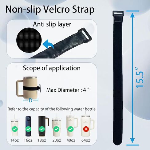 Magnetic (for MagSafe) Phone Strap for Stanley Cup，Adjustable Water Bottle Accessories Phone Stand Fit for iPhone & AirPods (Black) in Kuwait