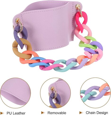uxcell Water Bottle Carrier Holder with Multicolored Strap, PU Leather Tumbler Holder Coffee Cup Holder Water Bottle Sleeve Bag for Camping Walking Hiking in Saudi Arabia