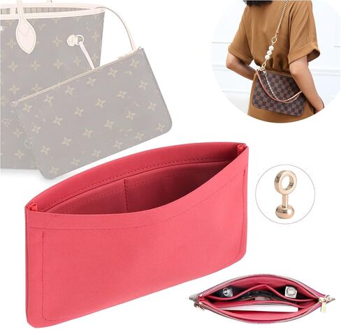Conversion Kit for Neverfull Pouch, Purse Insert Organizer Compatible with LV Neverfull MM GM Pouch, Convert Tote Inner Pochette Into A Crossbody (Brown) in Saudi Arabia