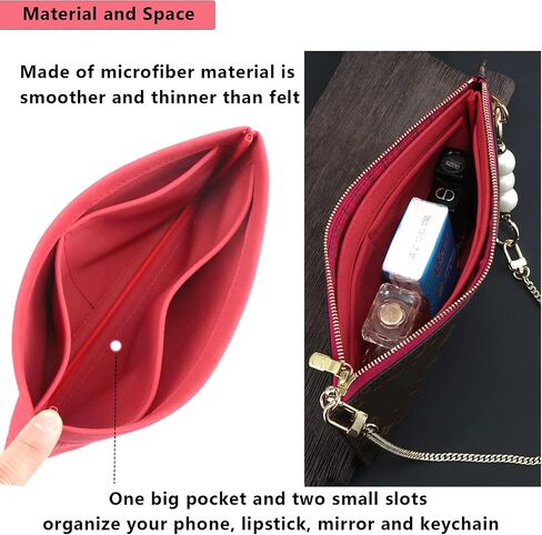 Conversion Kit for Neverfull Pouch, Purse Insert Organizer Compatible with LV Neverfull MM GM Pouch, Convert Tote Inner Pochette Into A Crossbody (Brown) in Saudi Arabia