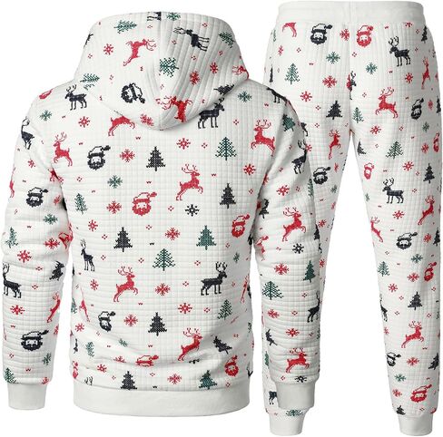 FANARCHER Men’s Casual Tracksuits 2 Pieces Christmas Outfits Waffle Hoodies Sweatsuits Sports Jogging Suit Set in Saudi Arabia