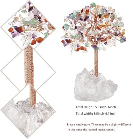 mookaitedecor Natural Aquamarine Crystal Money Tree with Rock Quartz Cluster Base, Healing Crystal Feng Shui Tree for Table Display Home Decoration in Kuwait