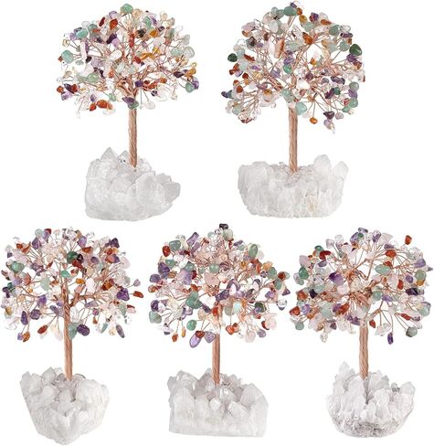 mookaitedecor Natural Aquamarine Crystal Money Tree with Rock Quartz Cluster Base, Healing Crystal Feng Shui Tree for Table Display Home Decoration in Kuwait