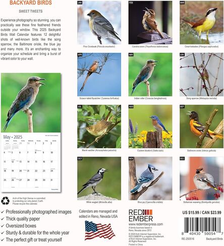 RED EMBER Butterflies 2025 Hangable Monthly Wall Calendar | 12" x 24" Open | Thick & Sturdy Paper | Giftable | Beautiful Garden Nature in Kuwait
