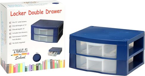 Locker Organizer Removable Drawer Dividers Organizer - Adjustable Storage Drawers for Jewelry, Notebooks, Pens and Makeup - made from Strong ABS Plastics (Blue, Single Drawer) in Kuwait