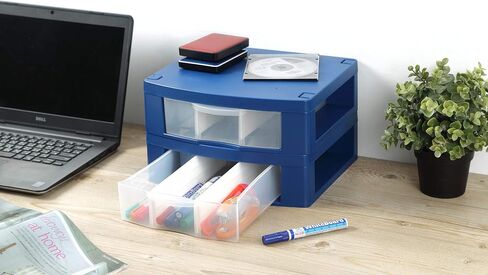 Locker Organizer Removable Drawer Dividers Organizer - Adjustable Storage Drawers for Jewelry, Notebooks, Pens and Makeup - made from Strong ABS Plastics (Blue, Single Drawer) in Kuwait