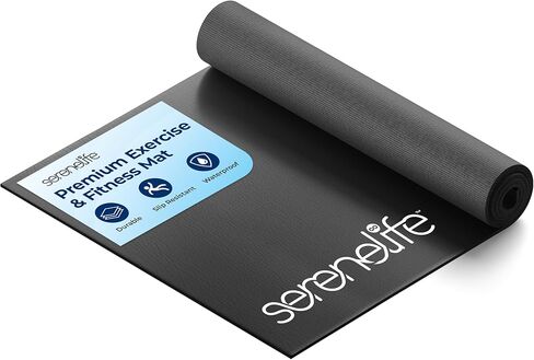 SereneLife Yoga Mat 30" x 60", 6mm Extra Thick, Soft, Non-Slip Exercise & Fitness Mat, Anti-Tear for All Types of Cardio, Gym, Pilates, Stretching & Floor Workout For Travel, Lightweight, Men & Women in Kuwait