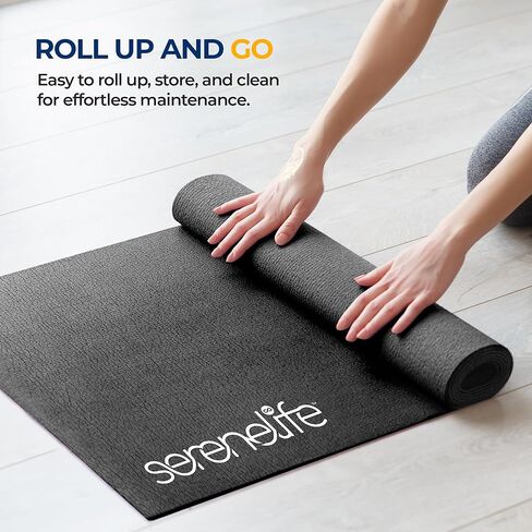 SereneLife Yoga Mat 30" x 60", 6mm Extra Thick, Soft, Non-Slip Exercise & Fitness Mat, Anti-Tear for All Types of Cardio, Gym, Pilates, Stretching & Floor Workout For Travel, Lightweight, Men & Women in Kuwait