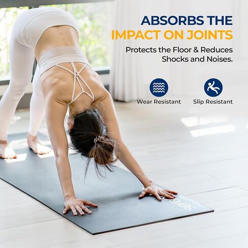 SereneLife Yoga Mat 30" x 60", 6mm Extra Thick, Soft, Non-Slip Exercise & Fitness Mat, Anti-Tear for All Types of Cardio, Gym, Pilates, Stretching & Floor Workout For Travel, Lightweight, Men & Women in Kuwait