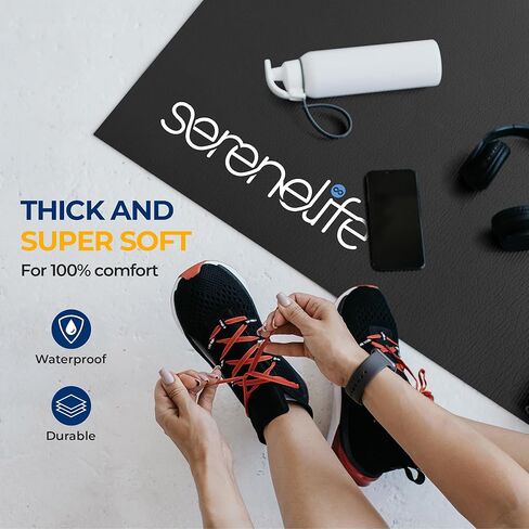 SereneLife Yoga Mat 30" x 60", 6mm Extra Thick, Soft, Non-Slip Exercise & Fitness Mat, Anti-Tear for All Types of Cardio, Gym, Pilates, Stretching & Floor Workout For Travel, Lightweight, Men & Women in Kuwait