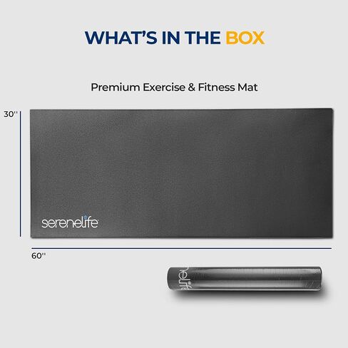 SereneLife Yoga Mat 30" x 60", 6mm Extra Thick, Soft, Non-Slip Exercise & Fitness Mat, Anti-Tear for All Types of Cardio, Gym, Pilates, Stretching & Floor Workout For Travel, Lightweight, Men & Women in Kuwait