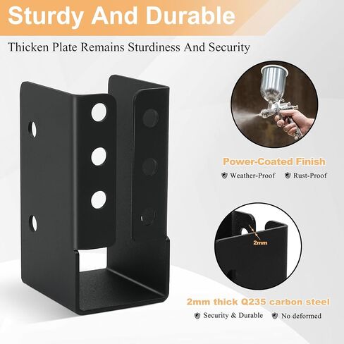 Concealed Joist Hanger 8PCS,2"x4" Outdoor Concealed-Flange Joist Bracket,2"x4" Railing Brackets,Q235B Steel Powder-Coated Joist Hanger Fit for Beam,Swing, Handrail,Fence in Saudi Arabia
