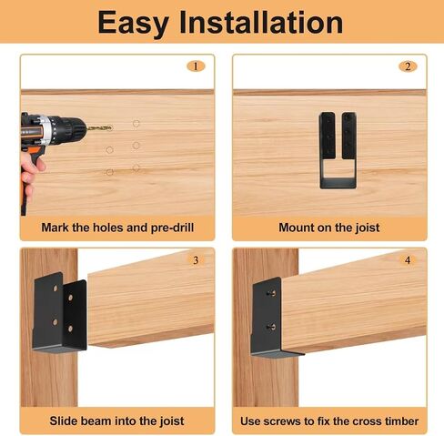Concealed Joist Hanger 8PCS,2"x4" Outdoor Concealed-Flange Joist Bracket,2"x4" Railing Brackets,Q235B Steel Powder-Coated Joist Hanger Fit for Beam,Swing, Handrail,Fence in Saudi Arabia