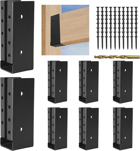 Concealed Joist Hanger 8PCS,2"x4" Outdoor Concealed-Flange Joist Bracket,2"x4" Railing Brackets,Q235B Steel Powder-Coated Joist Hanger Fit for Beam,Swing, Handrail,Fence in Saudi Arabia