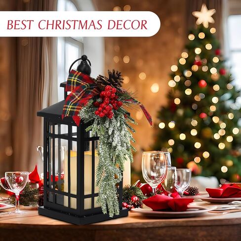 huwena 2 جهاز كمبيوتر شخصى عيد الميلاد الفوانيس أدى شمعة الفوانيس ديكور داخلي 12 بوصة عيد الميلاد المعادن خمر الفوانيس مضاءة للخارجية داخلي عطلة حزب الجدول المركزية الموقد الديكور in Kuwait