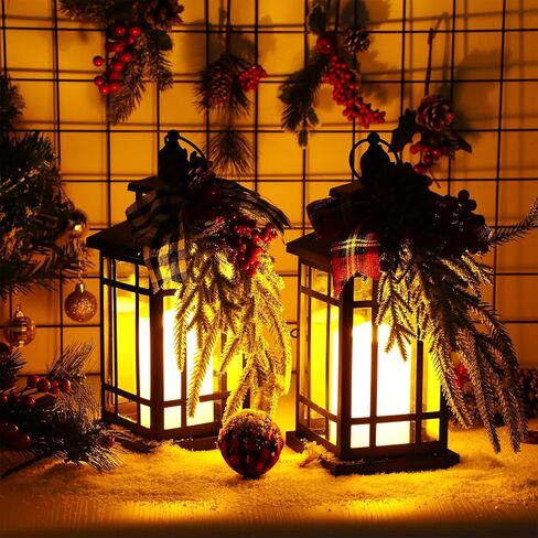 huwena 2 جهاز كمبيوتر شخصى عيد الميلاد الفوانيس أدى شمعة الفوانيس ديكور داخلي 12 بوصة عيد الميلاد المعادن خمر الفوانيس مضاءة للخارجية داخلي عطلة حزب الجدول المركزية الموقد الديكور in Kuwait