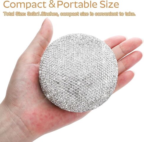 Soleebee Portable 5 Compartments Daily Pill Organizer, Bling Crystal Pill Box Case, Small Travel Pill Planner for Purse or Pocket, Round Pill Dispenser, Medicine Vitamin Container Organizer (AB) in Saudi Arabia