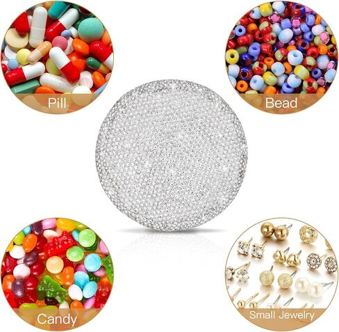Soleebee Portable 5 Compartments Daily Pill Organizer, Bling Crystal Pill Box Case, Small Travel Pill Planner for Purse or Pocket, Round Pill Dispenser, Medicine Vitamin Container Organizer (AB) in Saudi Arabia